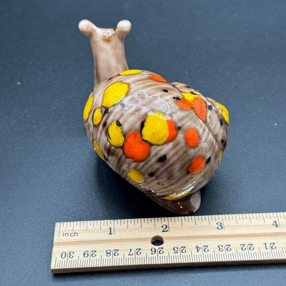 Vintage Boho Hand Painted Ceramic Snail with Speckled Design Tan Orange  yellow - Picture 11 of 11